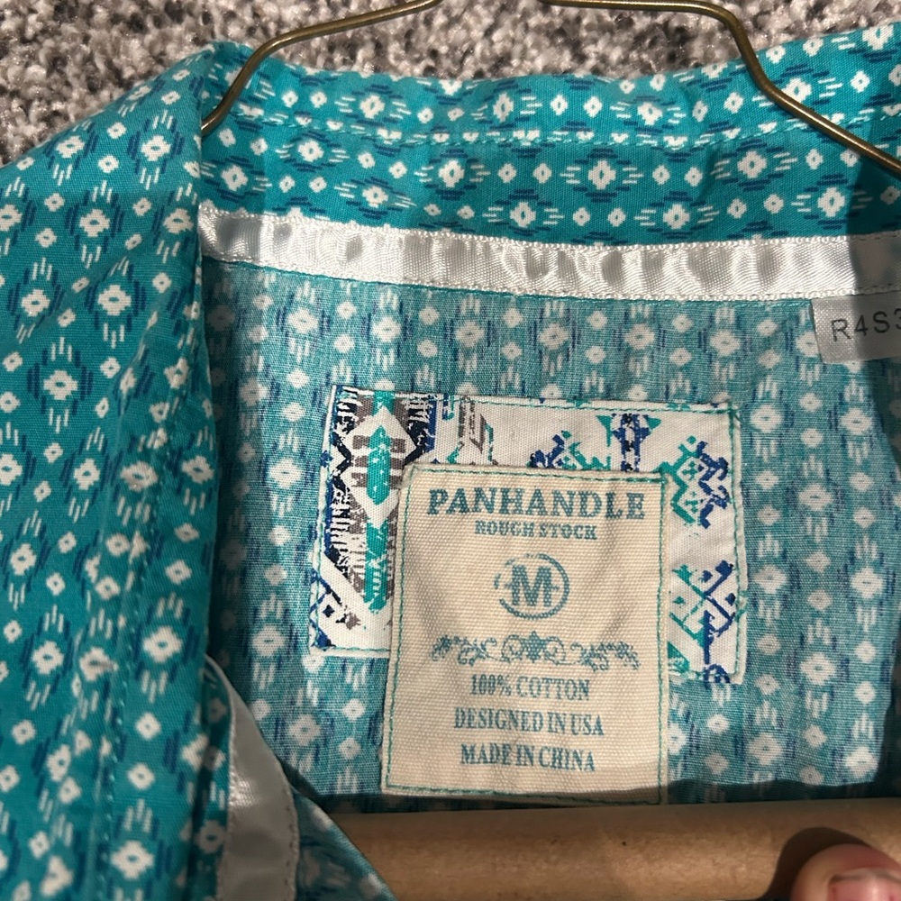 Turquoise Checkered Button Down Shirt - image 3